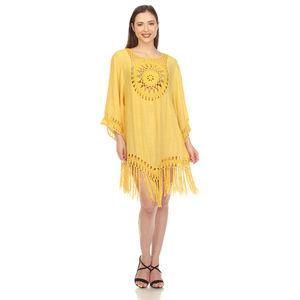 Crocheted Fringed Trim Dress Cover Up